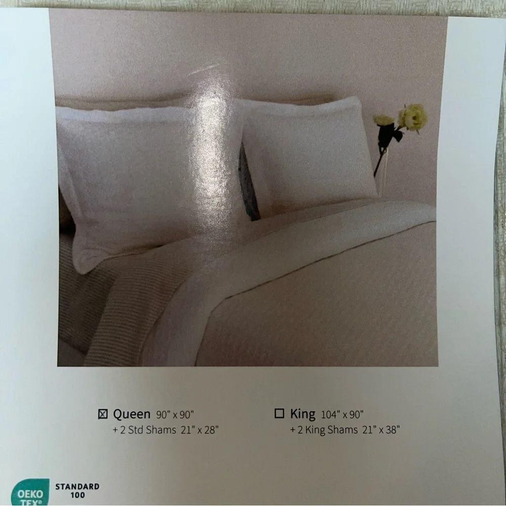 Docofil Cotton/Linen Queen Duvet 90 X90” & 2 Standard Shams Set Made In Portugal